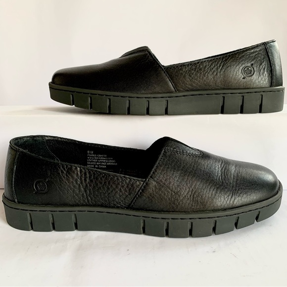 BORN CONGO BLACK LEATHER SLIP-ON COMFORT SHOES LOAFERS. Sz6.5 - Picture 3 of 9